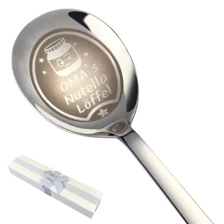 NGTSFLY Nutella Löffel Personalisiert Nutella Geschenke 12 Designs Geschenk mit Graviertem Namen (Silber)