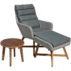 Sitz Garnitur Sitzgruppe Holz Garten Lounge Set Gartenmöbel Tisch Sofa Grau