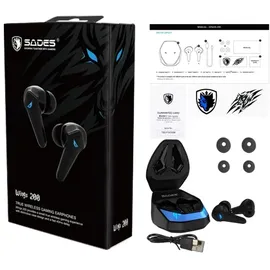 SADES Wings 200 TW-S02 In-Ear-Kopfhörer (kabellos, Stereo, mit Mikrofon, Bluetooth 5.0, automatische Kopplung) - Schwarz