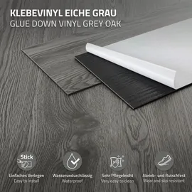 ML-Design PVC Bodenbelag, Selbstklebende 91,5x15,3 cm Eiche Grau