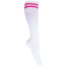 Goldschmidt Kostüme Kniestrümpfe College-Style | Onesize Strümpfe mit Ringeln 36-42 | Socken Streifen Damen (weiß pink) - 36-42