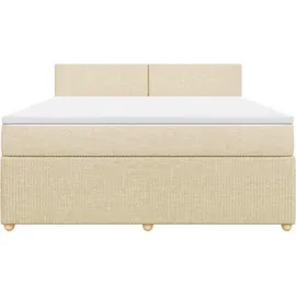 vidaXL Boxspringbett mit Matratze Creme 180x200 cm Stoff