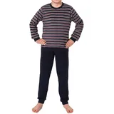 NORMANN Frottee Schlafanzug Pyjama langarm Bündchen Streifen - 77010 in marine | Gr.: 152