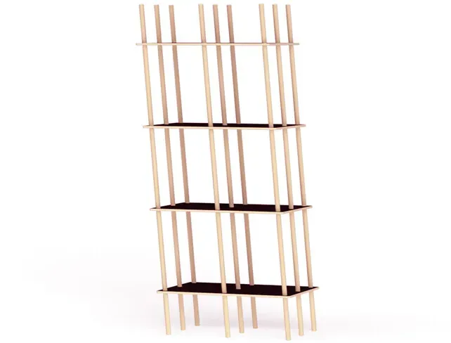 Wackelregal ES Nils Holger Moormann schwarz, Designer Konstantin Grcic, 60x141 cm