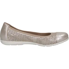 CAPRICE Damen Ballerinas aus Leder mit Lochmuster, Beige 38 EU