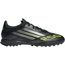 adidas F50 LEAGUE TF - Core black/iron met./lucid lemon 48