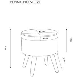 Echtwerk Hocker mit Stauraum Max EW-SH-0485 grau
