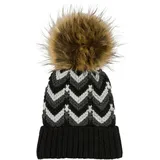 Stylebreaker Strick Bommelmütze Schwarz/Grau