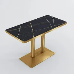 360Home Gastronomiemöbel Cafe Bar Restaurants Hotel Einrichtung  Quadratischer Tisch  Schwarz gold HMJT 120*60*75cm