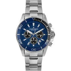 Jacques Lemans 1-2206H Herrenuhr für Taucher Chronograph Edelstahl/Blau