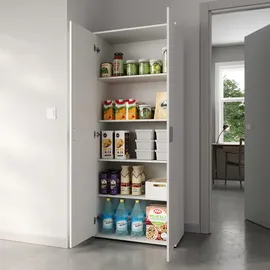 home collective Mehrzweckschrank Weiß Holzwerkstoff, Echtholz, 4 Einlegeböden in , Weiß , , , 35x184x75 cm Waschküche, Mehrzweckschränke