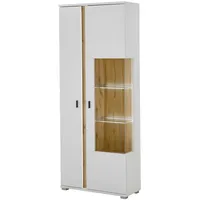 Furn.design Vitrine weiß Eiche Wotan, Glas, Nachbildung, 6 Fächer,