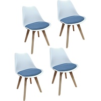 HTI-Living, Stühle, Stuhl Atlanta Weiß, Webstoff Blau