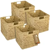 HMF Aufbewahrungskorb, geflochten aus Wasserhyazinthe Seegras 4er Set, passend für Kallax 32 x 34,5 x 32 cm