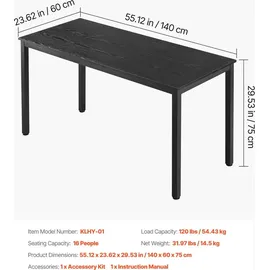 Vevor Konferenztisch Besprechungstisch für 16 Personen 6-tlg. 140 x 60 cm (pro) rechteckiger Kombinationsschreibtisch Meetingtisch Mehrzwecktisch Pausentisch mit Metallbeinen für Büro Konferenzraum