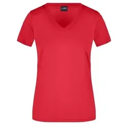 Damen Sportshirt mit V-Ausschnitt JN735, rot, Größe XXL - rot - XXL