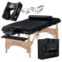 Master Massage Mobile Massageliege Kosmetikliege Klappbar Extra Breit Holz Behandlungsliege Therapiebett mit Musikkissen Lautsprecher Bluetooth, schwarz, 81cm