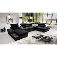 All4All Ecksofa mit Schlaffunktion Ponti 368 cm x 227 cm - Wohnlandschaft U-Form - Schlafsofa mit Bettkasten - XXL Sofa - Groß - Gewebe mit Kunstleder - Linke Seite - Schwarz - Modern 26