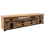 Massivmoebel24 TV-Board Mango 240x50x60 natur lackiert Railway #156