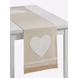 Tischläufer HEINE HOME, beige (natur, weiß), B:150cm, Tischdecken
