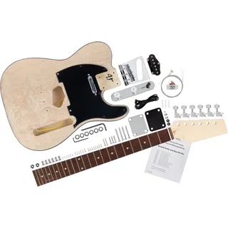 Rocktile E-Gitarren Bausatz TL-Style - DIY Gitarrenkit zum Selberbauen mit Paulownia-Korpus, Ahornhals, Palisander-Griffbrett, 2 Single-Coil Tonabnehmern, inkl. Hardware - Natur