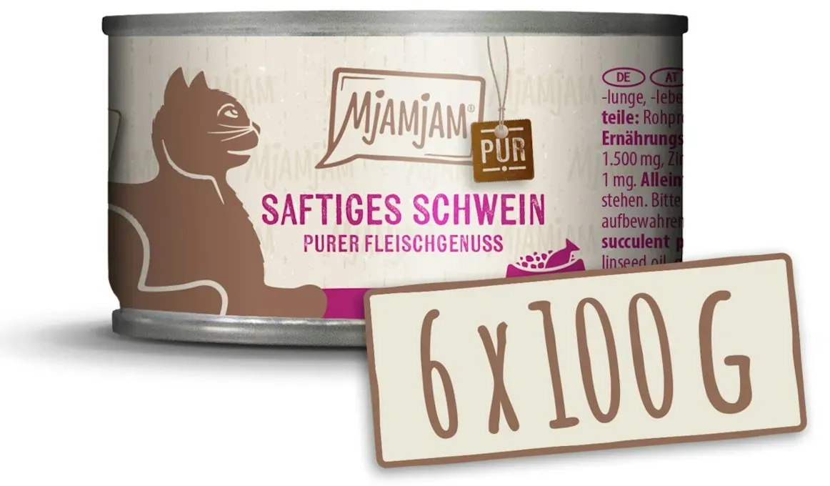 MJAMJAM Schwein pur Katzennassfutter 6 x 100 Gramm