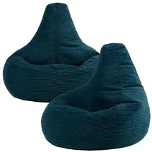 I.C.O.N. Icon Dalton Sitzsack Cord, Blaugrün, 2er-Pack, Gaming Sitzsack Erwachsene mit Füllung, Bean Bag, Cord Sessel, Lounge Sessel, Lounge Stuhl, Schlafzimmer, Wohnzimmer, Wohnzimmer Möbel