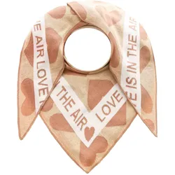 Dreieckstuch ZWILLINGSHERZ ""Herz an Herz"", Damen, beige, Obermaterial: 50% Baumwolle, 50% Polyacryl, modisch, Modetücher, mit Muster
