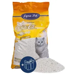 15 Liter Lyra Pet® White Cat® Katzenstreu Bentonit mit Babypuderduft + Geschenk