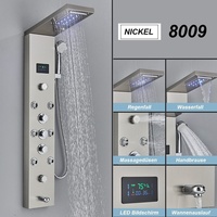 Duschpaneel Edelstahl LED Duschset mit Regen& Wasserfall Duschkopf Duschsäule