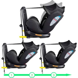 XOMAX XZ-16 Kindersitz drehbar 360° mit ISOFIX und Liegefunktion I mitwachsend I 0-36 kg, 0-12 Jahre, Gruppe 0/1/2/3 I 5-Punkt-Gurt und 3-Punkt-Gurt I Bezug abnehmbar, waschbar I ECE i-Size 129R