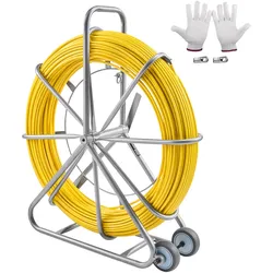 VEVOR Fischband Fiberglas Einziehhilfe Einziehband Einziehspirale 200mx7,9mm