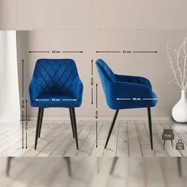 CLP Esszimmerstuhl Monett Samt dunkelblau/Metall matt schwarz