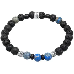 KUZZOI Herren Lava Achat Edelstein Bead 925 Silber 21 