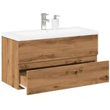vidaXL Waschbeckenunterschrank mit Einbaubecken Artisan-Eiche
