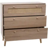 Mendler Schubladenkommode HWC-M39, Schrank Sideboard Highboard, Kubu Rattan Holz Melamin, 78x80x39cm Eiche-Optik