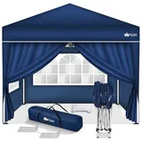 tillvex Pavillon Gartenpavillon 3x3m Wasserdicht Gartenzelt Pop Up, Wasserdicht, höhenverstellbar, UV Schutz 50+, inkl. Tasche