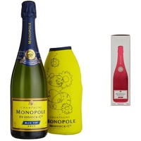 Monopole Heidsieck Blue Top Brut Champagner mit gelber Neoprenkühlmanschette (1 x 0,75 l) & Heidsieck & Co. Monopole Red Top Sec Champagner mit Geschenkverpackung, 750ml