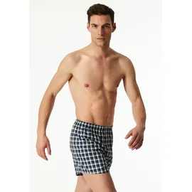 SCHIESSER Boxershorts kariert blau/silber S 2er Pack