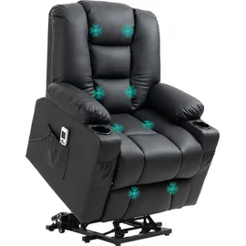 Homcom Massagesessel Kunstleder 98 x 102 x 90 cm Schwarz elektrisch mit Aufstehhilfe und Fernbedienung