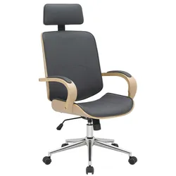 DELUKE® Bürostuhl Chefsessel KINGO - 118x70x70, Natur/Grau | Kunstleder | Metall Gestell | ergonomische Bürostühle Homeoffice Stuhl mit Rollen
