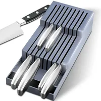 Retoo Besteck-Messer-Organizer für Schublade 9 Fächer - grau