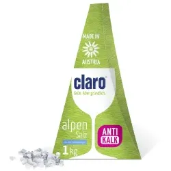 claro Alpensalz in der Pyramide für Spülmaschinen, Spülmaschinensalz aus dem Salzkammergut in grober Körnung, 1 Packung = 1 kg