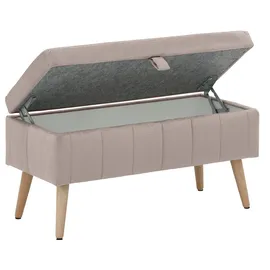 otto home Truhenbank OTTO HOME "AMIRA Sitzbank mit Stauraum, Maße B/T/H: 81/36/43 cm", beige, B:81cm H:43cm T:36cm, Struktur fein (100% Polyester);Samtvelours (100% Polyester);Luxus-Microfaser weich (100% Polyester), Sitzbänke, mit Staufach, in 3 Bezugsqualitäten