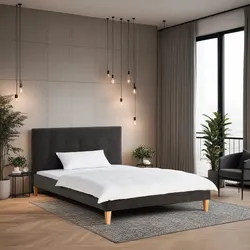 Homestyle4u Polsterbett 140x200 Doppelbett Samt Grau mit Lattenrost