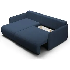 Fun Möbel Ecksofa Sofa mit Schlaffunktion CALGARY Stoff Curio Dunkelblau Ottomane Links