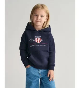 Gant Unisex für Kinder. 806784 Archiv Shield Kinder Hoodie navy (2años= 92cm), Lässig, Baumwolle, Langarm, Kinderbekleidung