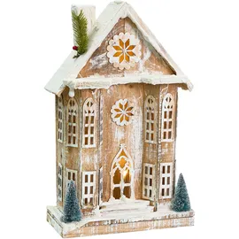 Beliani Weihnachtshaus 50 cm Braun/Weiß