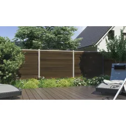 WPC Zaunset Mölln 179 x 176 cm - Sichtschutzzaun aus WPC, Beige – moderner Gartenzaun für Terrasse & Garten - Zaun für Grundstück