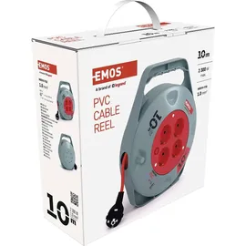 EMOS Mini-Kabeltrommel 10 m 4 Steckdosen, Schuko